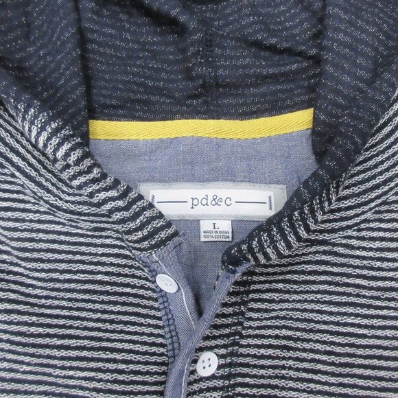 PAPER DENIM & CLOTH LIGHTWEIGHT HOODED SWEATER 100% COTTON BLACK & GRAY LARGE, L - Picture 4 of 5